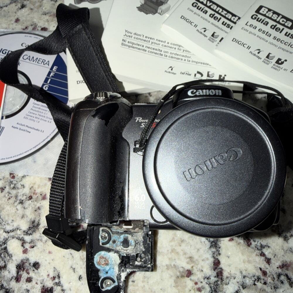 Canon PowerShot S3 IS 6.0MP Digital Camera Black In Box For Parts Not Working - Picture 3 of 10